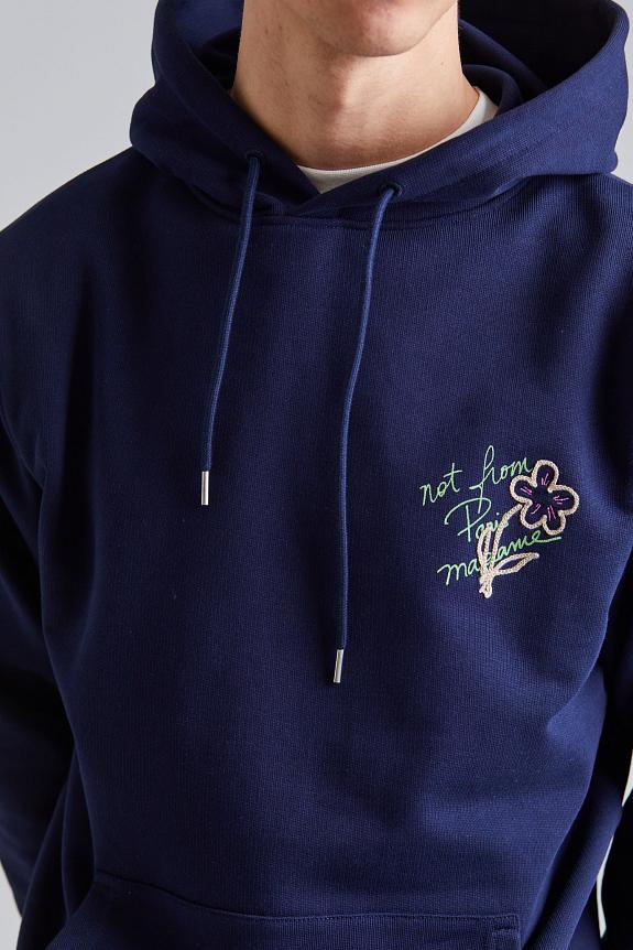 Drôle de Monsieur Le Hoodie Slogan Esquisse Navy-3